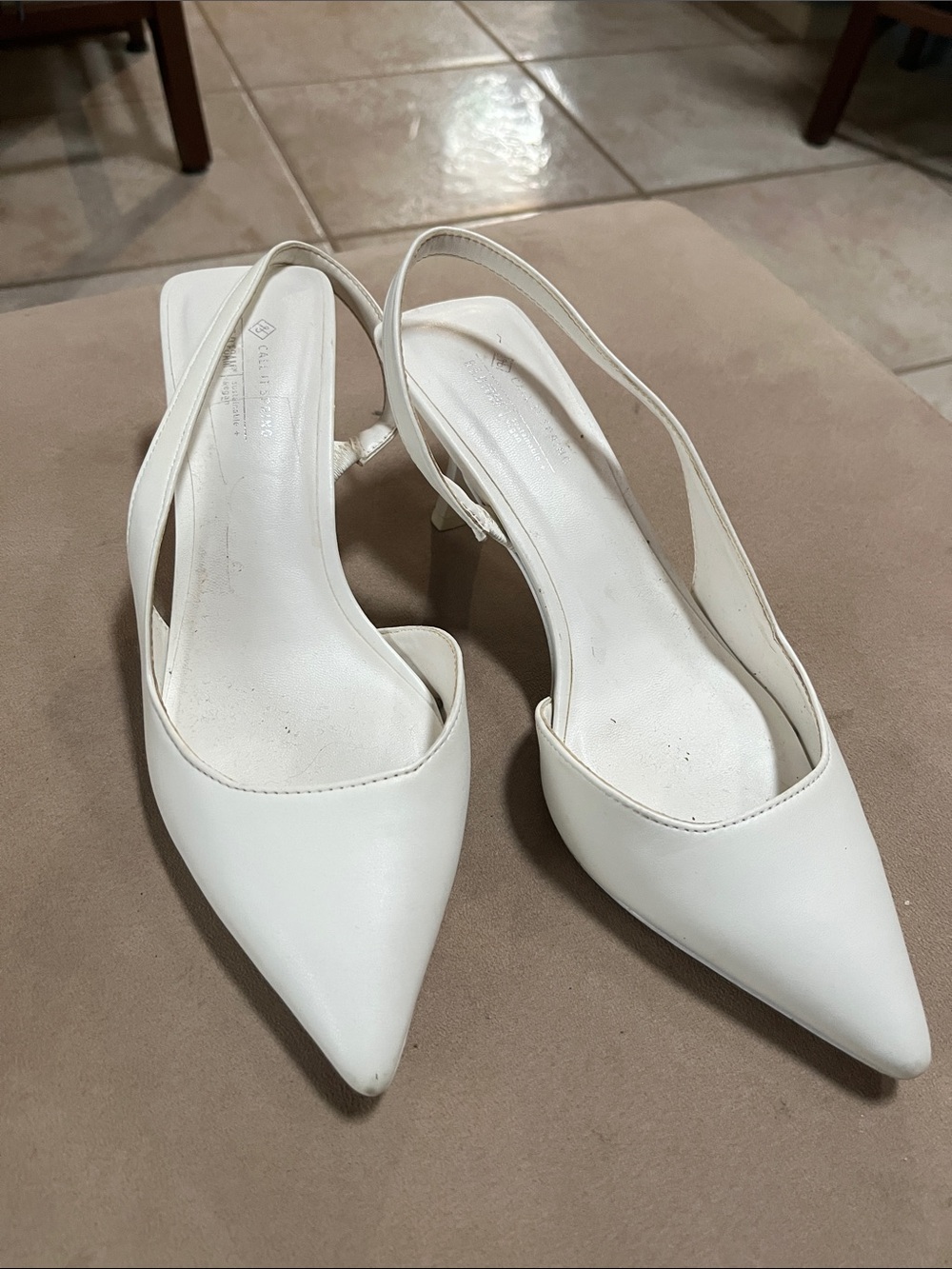 Women’s White Slingback Pointed-Toe Heels